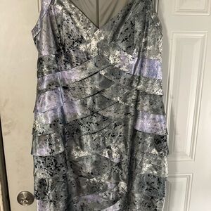 London Style Strapless Dress in Gray and Purple